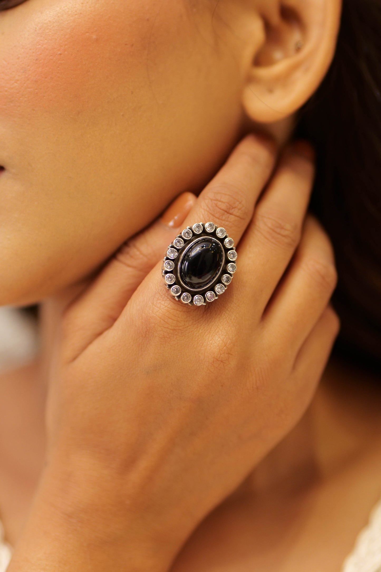 Timeless Black Jadau Cocktail Ring