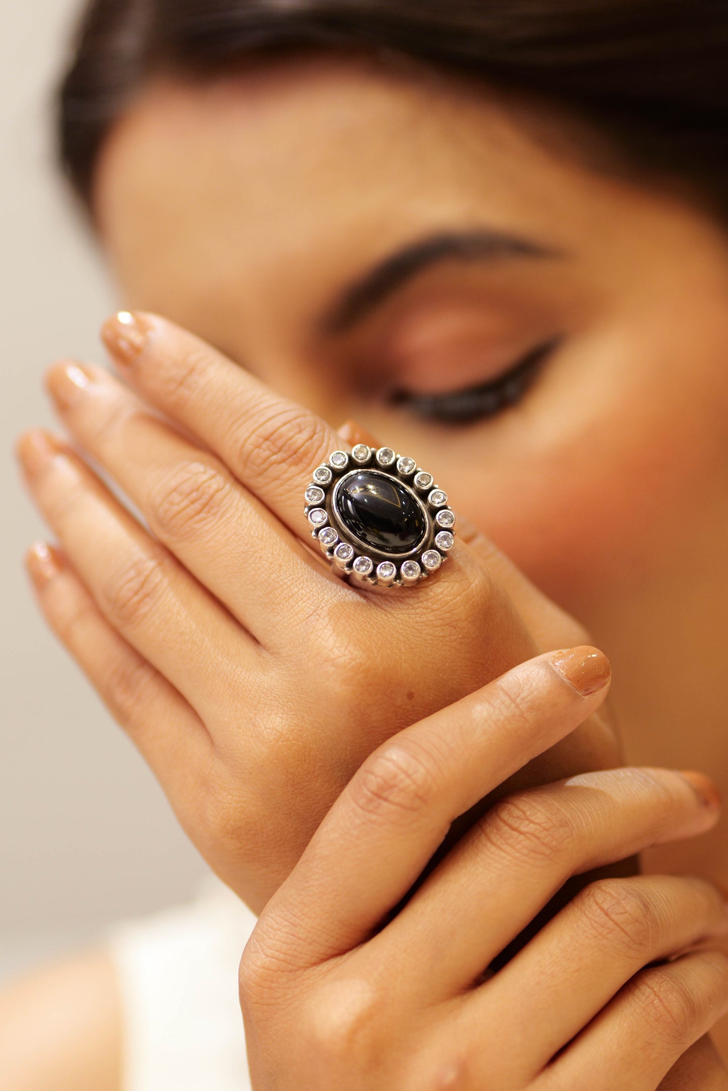 Timeless Black Jadau Cocktail Ring