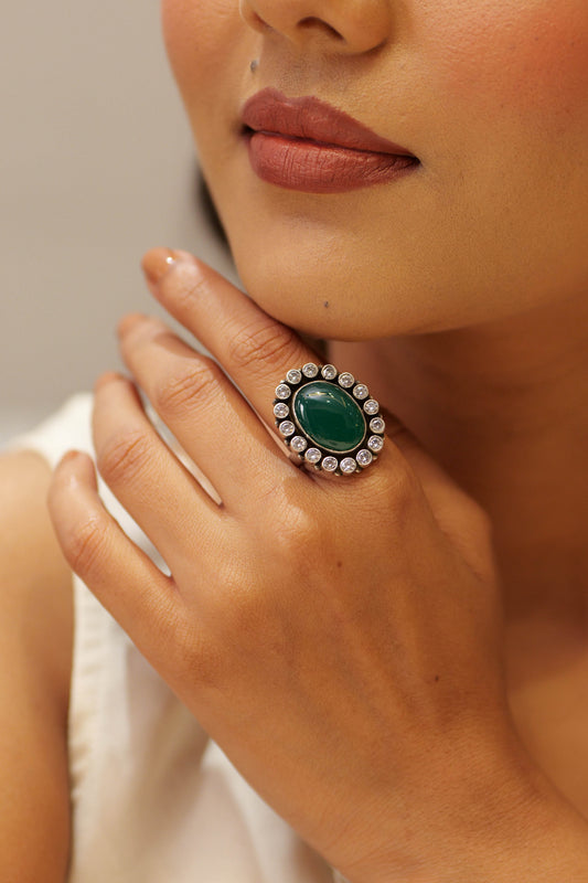 Timeless Green Jadau Cocktail Ring
