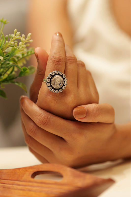 Timeless Victorian Coin Cocktail Ring