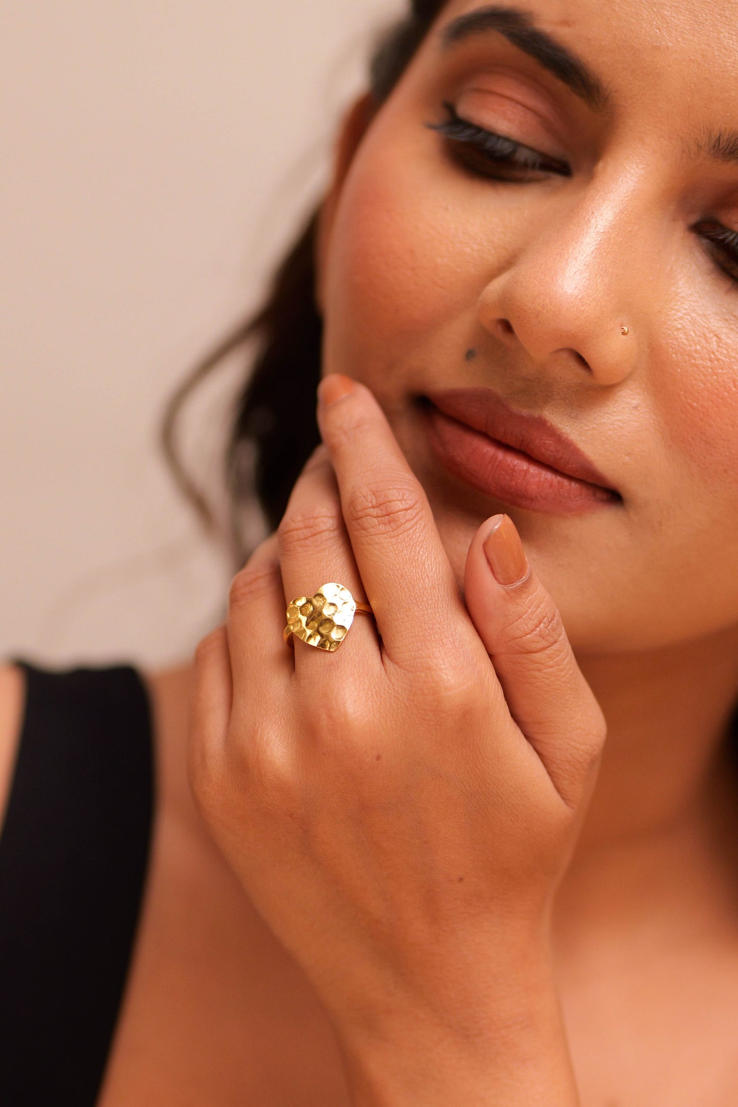 Aadhya Hammered Heart Ring