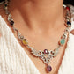 Peacock Bloom Navratna Necklace Set