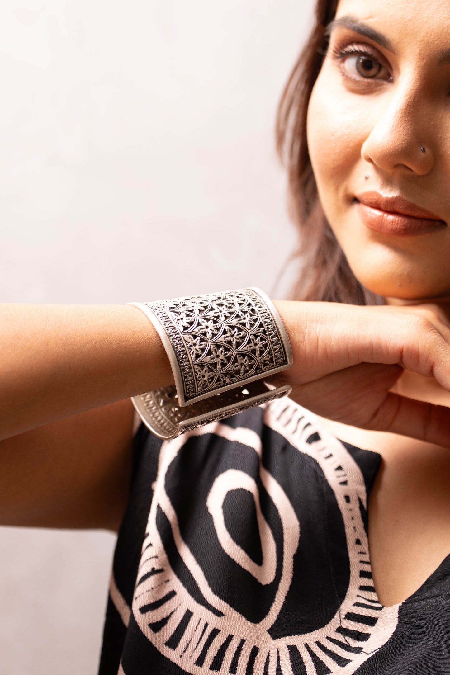 Anokhi Chitai Floral Statement Handcuff