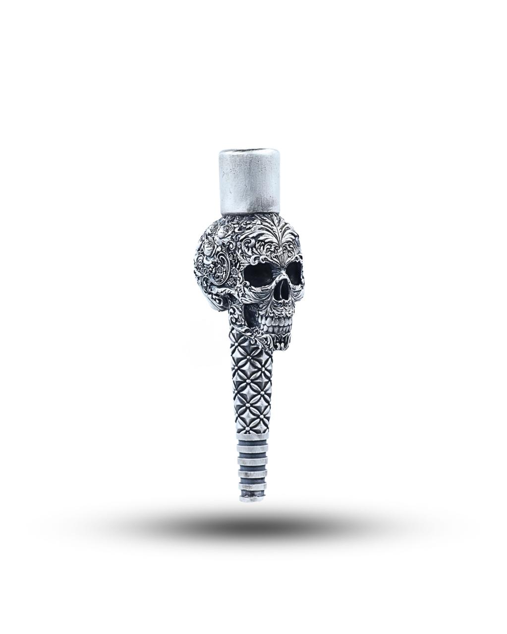 Skull Ornament Silver Hookah Mouth Tip Pipe