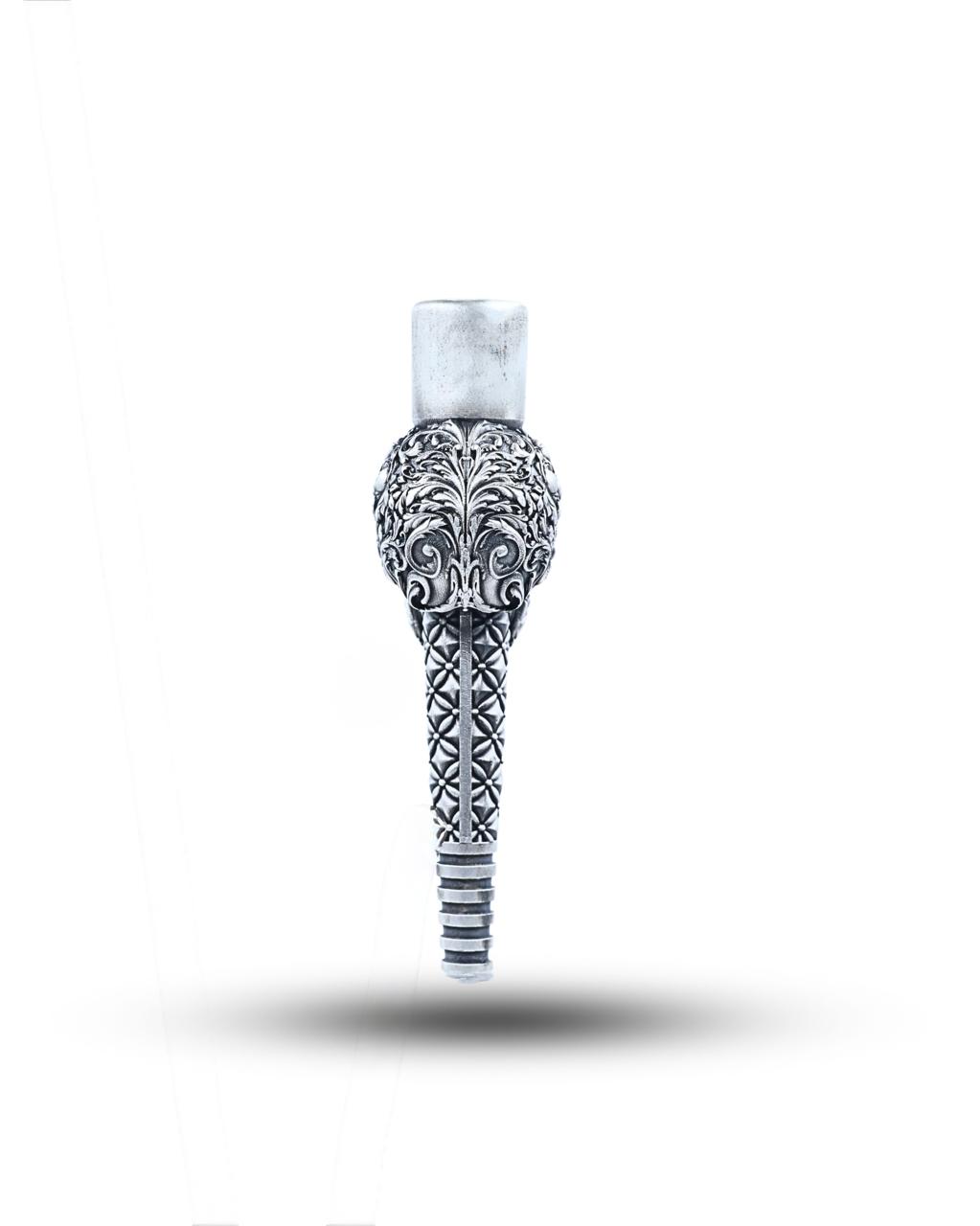 Skull Ornament Silver Hookah Mouth Tip Pipe