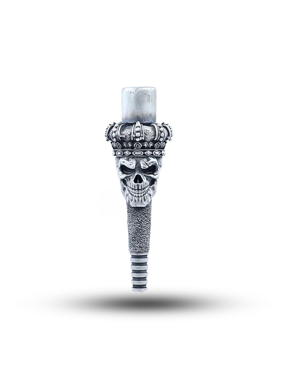 Majestic Crown Skull Silver Hookah Mouth Tip Pipe
