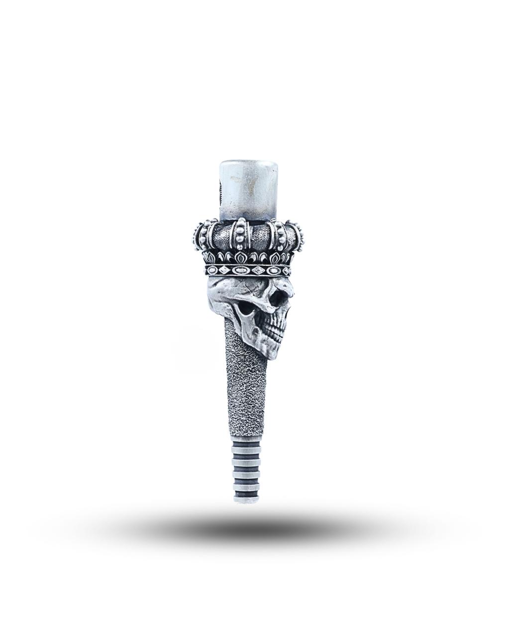 Majestic Crown Skull Silver Hookah Mouth Tip Pipe