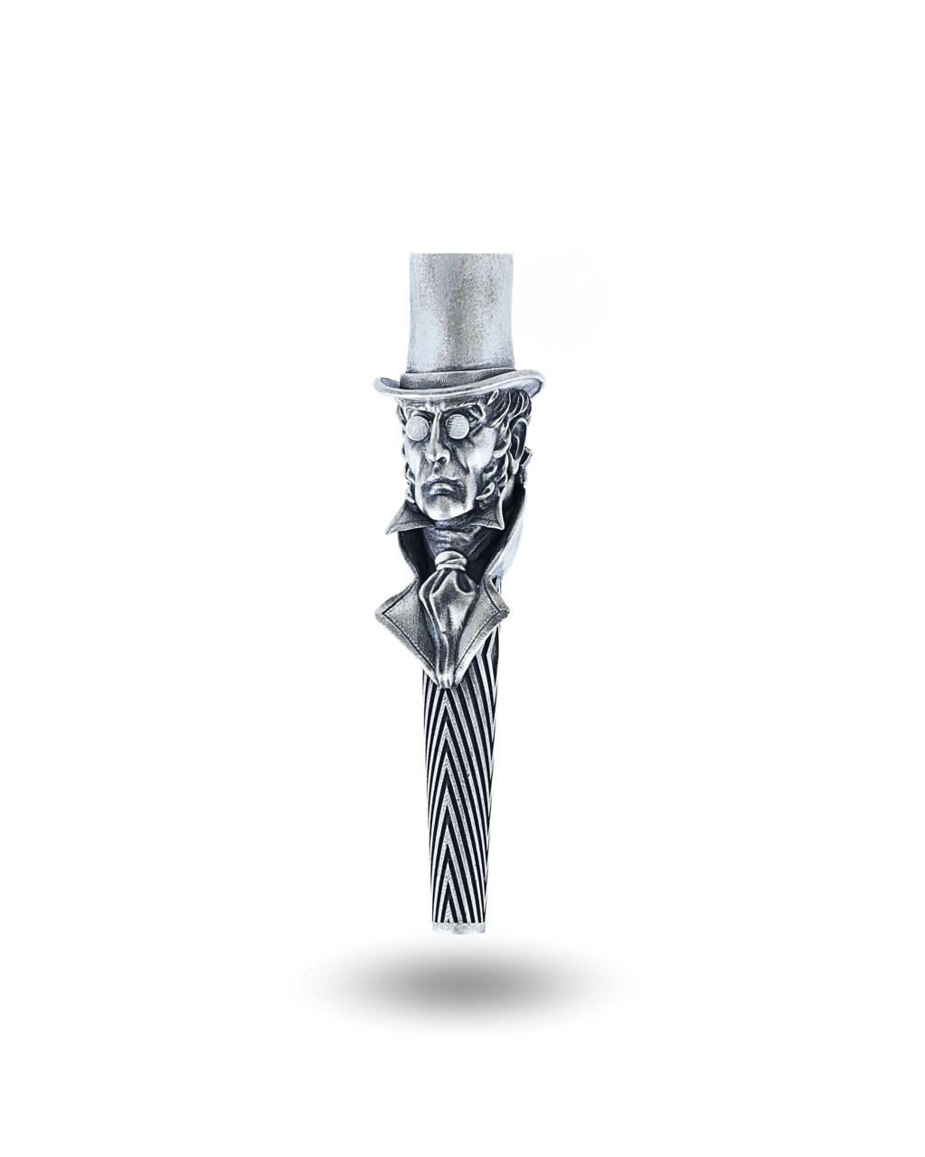 The Gentleman Hat Silver Hookah Mouth Tip Pipe