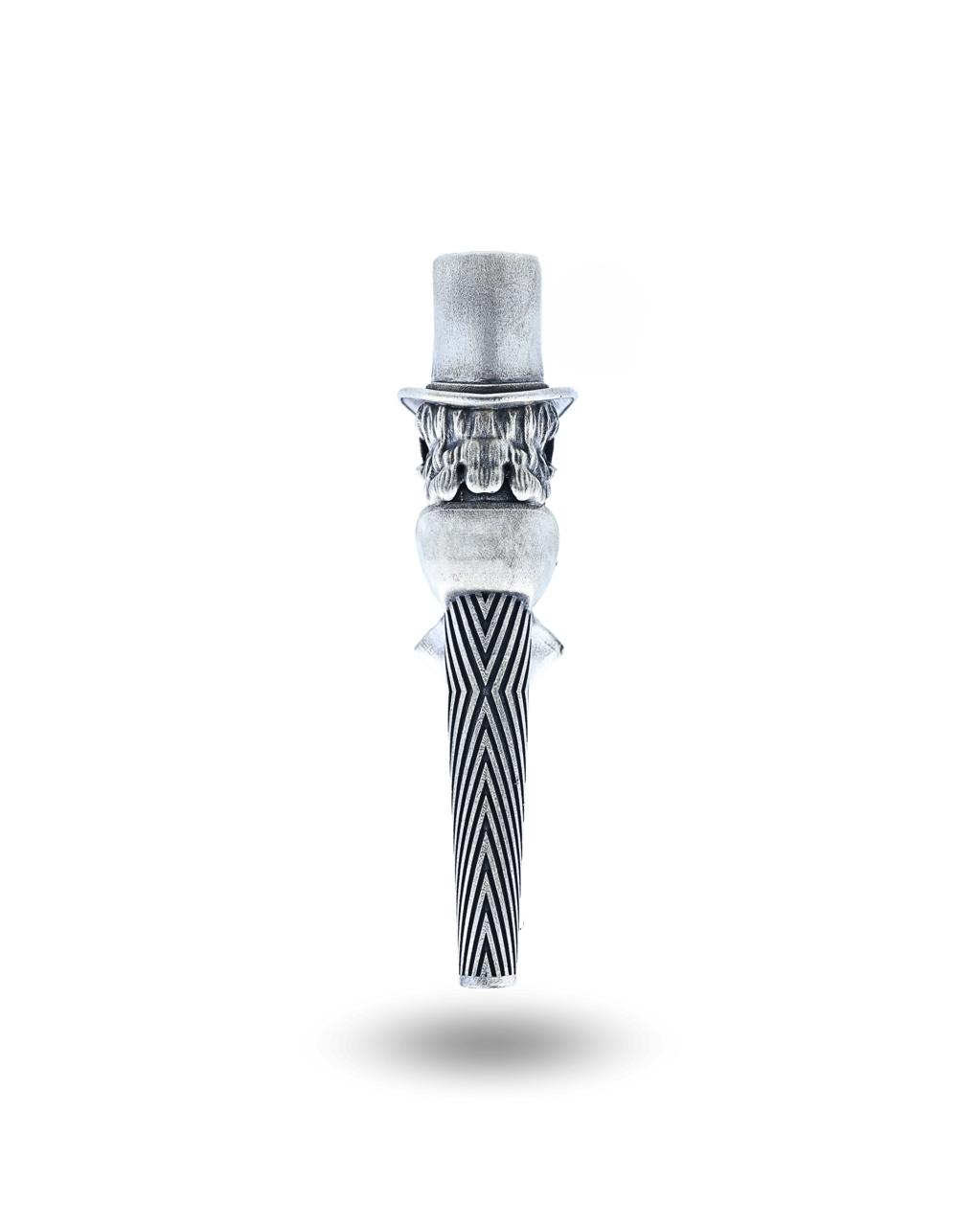 The Gentleman Hat Silver Hookah Mouth Tip Pipe
